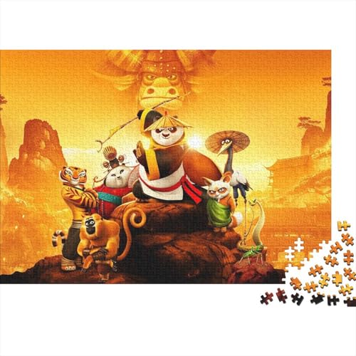Premium Kung_Fu Panda 1000 Teile Puzzle Aus Holz Cartoon - Herausforderndes Geschicklichkeitsspiel Für Erwachsene, Entspannende Wandkunst, Hochwertiges Geschenk 1000pcs (75x50cm) von HESHS