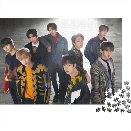 Premium Stray Kids 500 Teile Puzzle Aus Holz Star - Herausforderndes Geschicklichkeitsspiel Für Erwachsene, Entspannende Wandkunst, Hochwertiges Geschenk 500pcs (52x38cm) von HESHS