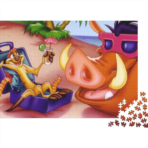 Puzzle 1000 Teile Aus Holz Für Erwachsene Cartoon - Herausforderndes Premium-Spiel, Entspannende Mentale Übung,Le ROI Lion Elegante Home Dekoration 1000pcs (75x50cm) von HESHS