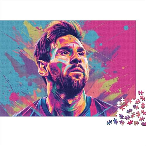 Puzzle 1000 Teile Aus Holz Für Erwachsene Fußball - Herausforderndes Premium-Spiel, Entspannende Mentale Übung,Messi Elegante Home Dekoration 1000pcs (75x50cm) von HESHS