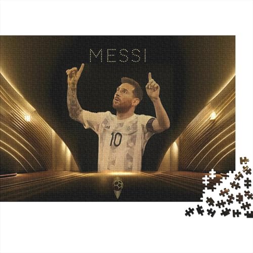 Puzzle 1000 Teile Aus Holz Für Erwachsene Fußball - Herausforderndes Premium-Spiel, Entspannende Mentale Übung,Messi Elegante Home Dekoration 1000pcs (75x50cm) von HESHS