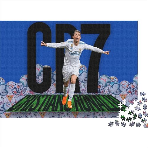 Puzzle 1000 Teile Aus Holz Für Erwachsene Fußball - Herausforderndes Premium-Spiel, Entspannende Mentale Übung,Ronaldo Elegante Home Dekoration 1000pcs (75x50cm) von HESHS