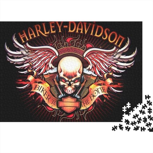 Puzzle 1000 Teile Aus Holz Für Erwachsene Moto - Herausforderndes Premium-Spiel, Entspannende Mentale Übung,Harley_David_Son Elegante Home Dekoration 1000pcs (75x50cm) von HESHS