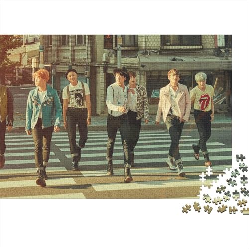 Puzzle 1000 Teile Aus Holz Für Erwachsene Star - Herausforderndes Premium-Spiel, Entspannende Mentale Übung,BTS Kpop Boys Elegante Home Dekoration 1000pcs (75x50cm) von HESHS