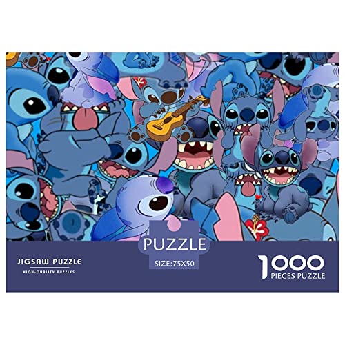 Puzzle 1000 Teile Cartoon Stitch Erwachsene Puzzle,Spiel Puzzles Für Erwachsene,Lilo & Stitch Puzzle,Geburtstagsgeschenk,Geschenke Für Frauen Premium Holzpuzzle 1000pcs (75x50cm) von HESHS