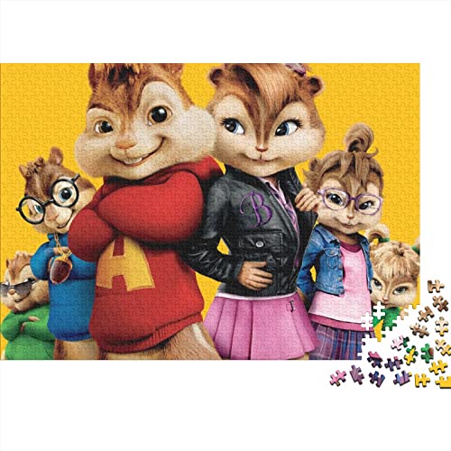Puzzle 300 Teile Alvin und die Chipmunks,Anime Puzzles Für Erwachsene Jugendliche,unmögliches Puzzle Spielzeug,buntes Fliesenspiel,Geschicklichkeitsspiel Familie Geschenke 300pcs (40x28cm) von HESHS