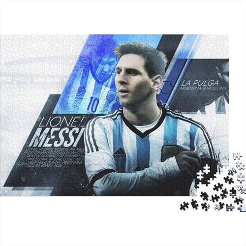 Puzzle 500 Teile Aus Holz Für Erwachsene Fußball - Herausforderndes Premium-Spiel, Entspannende Mentale Übung,Messi Elegante Home Dekoration 500pcs (52x38cm) von HESHS