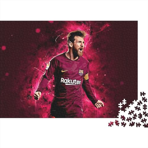 Puzzle 500 Teile Aus Holz Für Erwachsene Fußball - Herausforderndes Premium-Spiel, Entspannende Mentale Übung,Messi Elegante Home Dekoration 500pcs (52x38cm) von HESHS