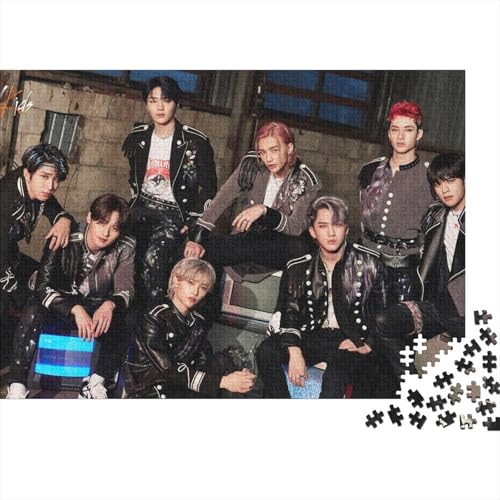 Puzzle 500 Teile Aus Holz Für Erwachsene Star - Herausforderndes Premium-Spiel, Entspannende Mentale Übung,Stray Kids Elegante Home Dekoration 500pcs (52x38cm) von HESHS
