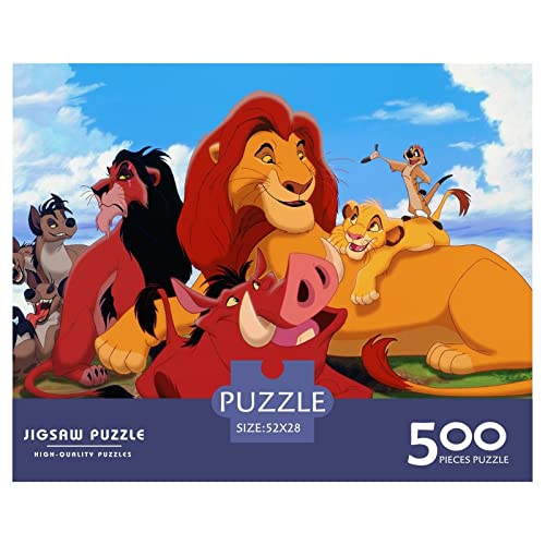 Puzzle 500 Teile Der König der Löwen Erwachsene Puzzle,Spiel Puzzles Für Erwachsene,Cartoon Puzzle,Geburtstagsgeschenk,Geschenke Für Frauen Premium Holzpuzzle 500pcs (52x38cm) von HESHS