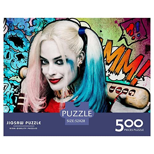 Puzzle 500 Teile Suicide Squad,Harley Quinn Puzzles Für Erwachsene Jugendliche,unmögliches Puzzle Spielzeug,buntes Fliesenspiel,Geschicklichkeitsspiel Für Die Ganze Familie Geschenke 500pcs (52x38cm) von HESHS