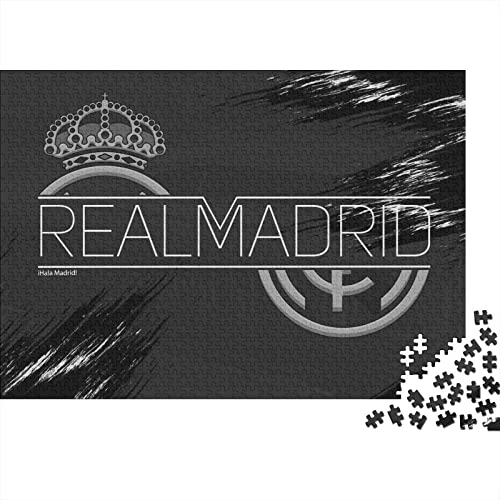 Real Madrid Logo 500 Teile Puzzles for Erwachsene Fußball Premium Wooden Gifts Large Puzzles Educational Game Toy Gift for Wall Decoration Birthday Present 500pcs (52x38cm) von HESHS