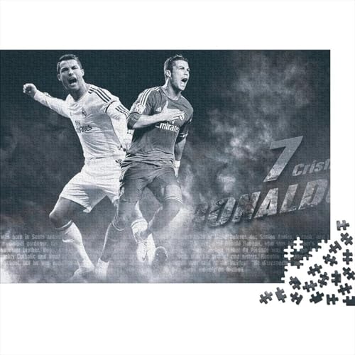 Ronaldo 1000 Teile Premium Holz Puzzle Für Erwachsene - Herausforderndes Geschicklichkeitsspiel,Fußball Entspannendes Legespiel Für Familie, Wanddekoration Geschenk 1000pcs (75x50cm) von HESHS