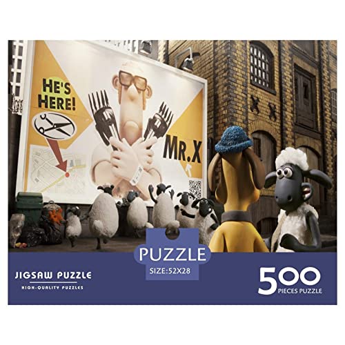 Shaun das Schaf Puzzle 500 Teile,Anime Figure Puzzles Für Erwachsene,Impossible Puzzle,Geschicklichkeitsspiel Für Die Ganze Familie,Legespiel Home Dekoration Puzzles 500pcs (52x38cm) von HESHS