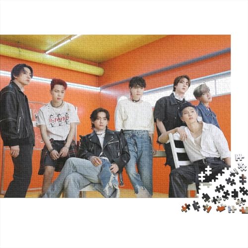 Star 500 Teile Schwieriges Holzpuzzle BTS Kpop Boys - Premium Puzzle Für Erwachsene, Familientaugliches Geschicklichkeitsspiel, Kreative Wanddekoration Geschenk 500pcs (52x38cm) von HESHS