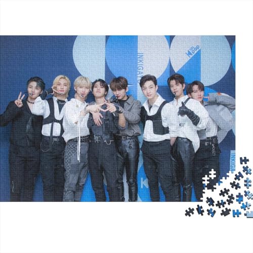 Stray Kids Holzpuzzle 1000 Teile Für Erwachsene & Jugendliche - Star Unmögliches Puzzle Spielzeug, Pädagogisches Geduldspiel, Premium Geburtstagsgeschenk 1000pcs (75x50cm) von HESHS