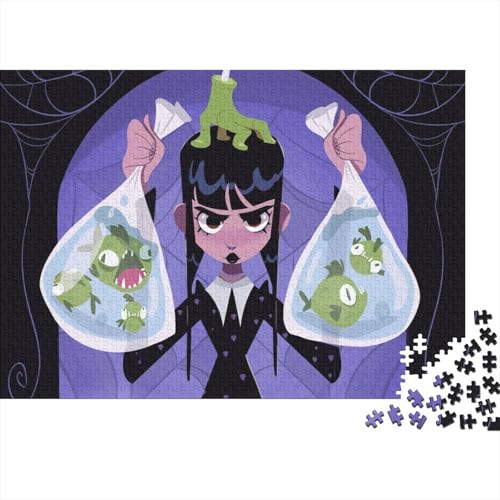 Wednesday Addams Puzzle 1000 Teile Schwer Puzzle Spielzeug Lernspiel Impossible Addam Herausforderung Spielzeug Für Erwachsene Kinder 38x26cm/1000pcs von HESHS