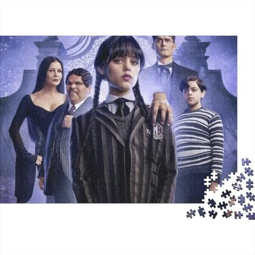 Wednesday Addams Puzzle 1000-teilige Schwer Puzzle Spielzeug Lernspiel Impossible Addam Herausforderung Spielzeug Für Erwachsene Und Kinder in Bewährter 38x26cm/1000pcs von HESHS