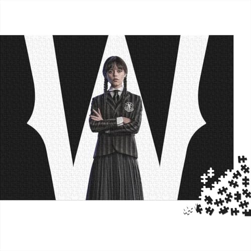 Wednesday Addams Puzzles 1000 Teile Schwer Puzzle Spielzeug Lernspiel Impossible Addam Herausforderung Spielzeug Für Erwachsene Kinder 70x50cm/1000pcs von HESHS