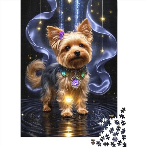 Yorkshire Terrier Puzzle 1000 Teile Schwer Puzzle Spielzeug Lernspiel Impossible Animal Art Herausforderungsspielzeug Für Erwachsene Kinder 1000pcs (75x50cm) von HESHS