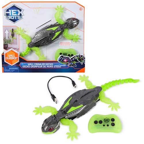 Hex Bots - Wall Crawler Gecko, ferngesteuerter Gecko, der an Wänden und Decken entlang krabbelt, mit leuchtenden LED-Augen, mit Fernbedienung, realistische Bewegungen, für Kinder ab 4 Jahren von HEX BOTS