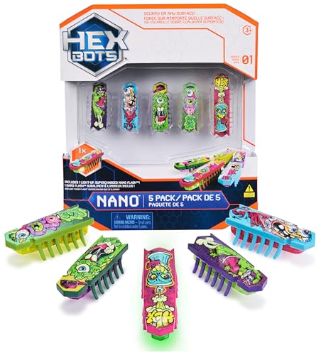 HEX BOTS Nano 5 Pack, 4 Mini Bots with Bonus Flash Bot, Sensory Toy for Kids & Cats, Vibration Technology, Mini Robot Toy for Kids 3 & Up HEX BOTS Nano 5 Pack, 4 Mini Bots with Bonus Flash Bot, Sensory Toy for Kids & Cats, Vibration Technology, Mini Robot Toy for Kids 3 & Up von HEX BOTS
