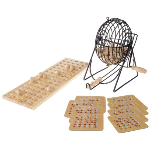 Deluxe Bingo Game with Metal Ball Pinner, Bingo Balls, Holzbrett und Shutter Bingo Cards für 8 Spieler Deluxe Bingo Game with Metal Ball Pinner, Bingo Balls, Holzbrett und Shutter Bingo Cards für 8 Spieler von HEY! PLAY!