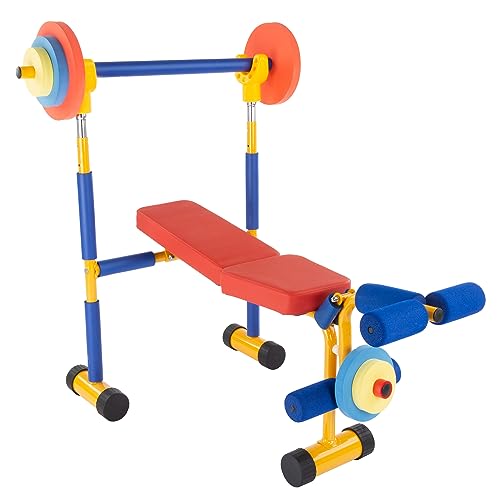 Hey! Play! Kinder Hantelbank-Set – Kleinkind-Fitnessstudio für Anfängerübungen und Gewichtheben mit Beinpresse und Langhantel – Spielzeug ab 3 Jahren, Medium Hey! Play! Kinder Hantelbank-Set – Kleinkind-Fitnessstudio für Anfängerübungen und Gewichtheben mit Beinpresse und Langhantel – Spielzeug ab 3 Jahren, Medium von HEY! PLAY!