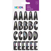 BRUNNEN 203780824 HEYDA Sticker „Alphabet“ | 100×190 mm, schwarz/silber irisierend, 4 Blatt von HEYDA