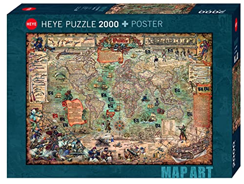 Heye 29847 Pirate World Standart 2000 Teile, Map Art, inkl. Poster, Green von Heye