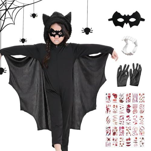 HEYIDAMAI Fledermaus Kostüm Kinder, Fledermaus Cape Kinder Kostüm Overall, Mit Vampirzähne, Maske,Tattoo-Aufkleber und Handschuhe,für Mädchen Junge Halloween Cosplay Fasching Karnevals Kostüme HEYIDAMAI Fledermaus Kostüm Kinder, Fledermaus Cape Kinder Kostüm Overall, Mit Vampirzähne, Maske,Tattoo-Aufkleber und Handschuhe,für Mädchen Junge Halloween Cosplay Fasching Karnevals Kostüme von HEYIDAMAI