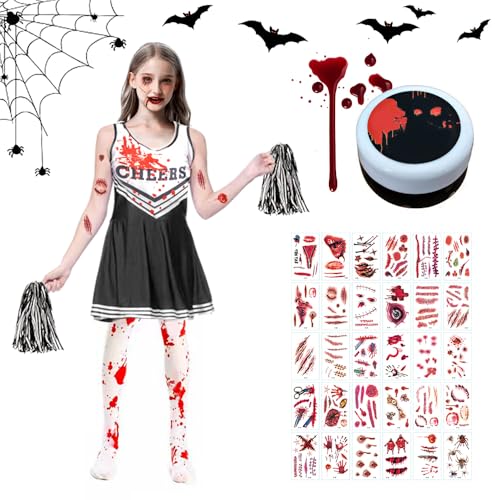 Cheerleader Halloween Kostüm Kids,Kostüme Mädchen Cheerleader,Zombie Kostüm Kinder Mädchen, Cheerleader Kostüm Kinder Mit Strümpfen Kunstblut und Bluttattoo-Aufkleber.Halloween Party Cosplay Cheerleader Halloween Kostüm Kids,Kostüme Mädchen Cheerleader,Zombie Kostüm Kinder Mädchen, Cheerleader Kostüm Kinder Mit Strümpfen Kunstblut und Bluttattoo-Aufkleber.Halloween Party Cosplay von HEYIDAMAI