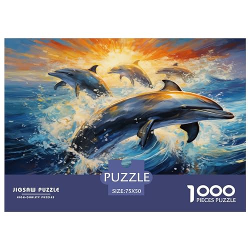 Delphin Puzzles1000 Teile, Puzzle Für Erwachsene, Geschicklichkeitsspiel Für Die Ganze Familie, Klassische Puzzle,Geburtstagsgeschenk Erwachsenen Puzzlespiel Puzzel 1000pcs (75x50cm) von HEYLInUP