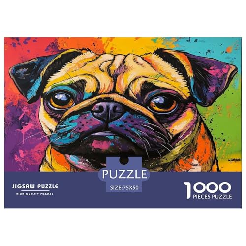 Mops Puzzlespiel 1000 Teile Puzzle Für Erwachsene Und Kinder Ab 14 Jahren, Erwachsenen Puzzlespiel Puzzel 1000pcs (75x50cm) von HEYLInUP