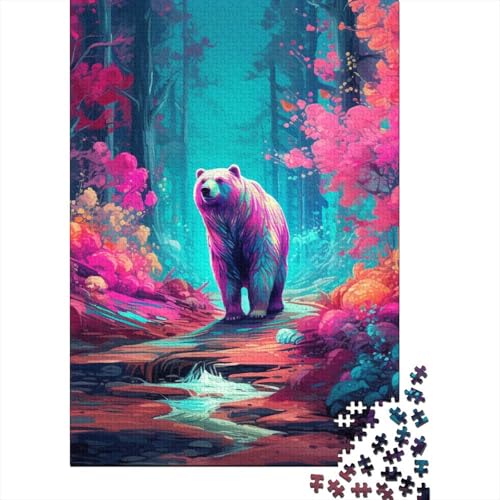 Oil Painting Bär Puzzles 1000 Teile Schwer Puzzle Spielzeug Pädagogisches Spiel Impossible Herausforderung Spielzeug Für Erwachsene Kinder 1000pcs (75x50cm) von HEYLInUP