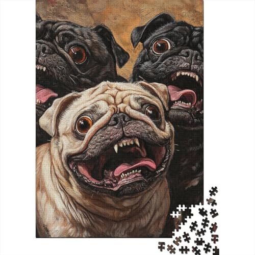 Pug Puzzles 1000 Teile Schwer Puzzle Spielzeug Pädagogisches Spiel Impossible Herausforderung Spielzeug Für Erwachsene Kinder 1000pcs (75x50cm) von HEYLInUP