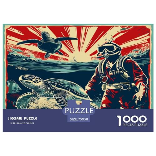 Schildkröte 1000 Stück Puzzles Für Erwachsene Teenager Stress Abbauen Familien-Puzzlespiel 1000-teiliges Puzzle Kinder Lernspiel Spielzeug Geschenk Puzzel 1000pcs (75x50cm) von HEYLInUP