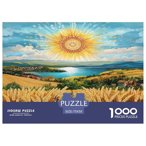 Weizenfeld 1000 Stück Puzzles Für Erwachsene Teenager Stress Abbauen Familien-Puzzlespiel 1000-teiliges Puzzle Kinder Lernspiel Spielzeug Geschenk Puzzel 1000pcs (75x50cm) von HEYLInUP