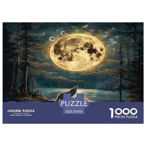 Wölfe im Mondlicht Puzzle 1000 Teile Erwachsener Kniffel Spaß Für Die Ganze Familie - Abwechslungsreiche 1000 Puzzleteilige Motive Puzzle Erwachsene, Puzzel 1000pcs (75x50cm) von HEYLInUP