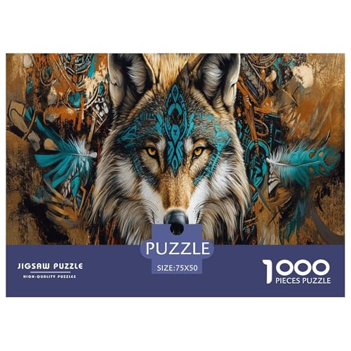 Wolf 1000 Stück Puzzles Für Erwachsene Teenager Stress Abbauen Familien-Puzzlespiel 1000-teiliges Puzzle Kinder Lernspiel Spielzeug Geschenk Puzzel 1000pcs (75x50cm) von HEYLInUP