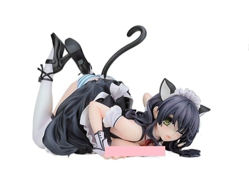 HEYSHENG Nsfw Ecchi Anime Figur 1/7 CAT-Lap-Milk Süße Puppendekoration Modell Cartoon Spielzeugfigur Anime Girl Serie 12cm/4.7in(Black) von HEYSHENG