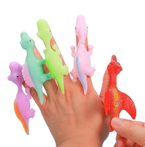 Schleuder Dinosaurier Finger Spielzeug Lustige Dinosaurier Finger Schleuder Action Figuren Dinosaurier Finger Action Figuren (Size : 100pcs) von HErfst