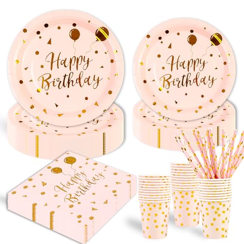 125 Stück Roségold Partygeschirr Party Set ,Happy Birthday Deko Partyzubehör Pappteller für Geburtstagsdeko Junge Mädchen Partys 25 Gäste 125 Stück Roségold Partygeschirr Party Set ,Happy Birthday Deko Partyzubehör Pappteller für Geburtstagsdeko Junge Mädchen Partys 25 Gäste von HFBOBP