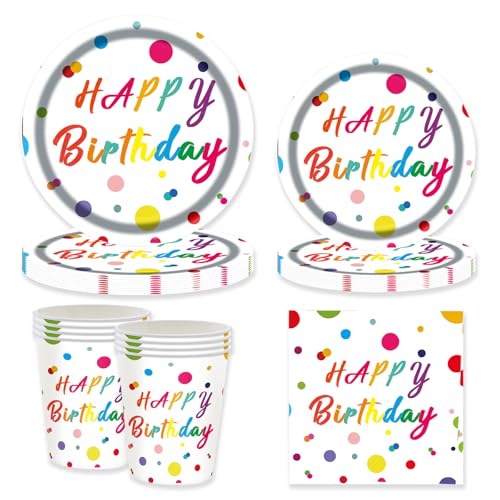 50 Stück Geburtstag Partygeschirr Set,Bunte Happy Brithday Pappteller Kindergeburtstag Partyzubehör Pappteller für Geburtstagsdeko Junge Mädchen Partys,10 Gäste 50 Stück Geburtstag Partygeschirr Set,Bunte Happy Brithday Pappteller Kindergeburtstag Partyzubehör Pappteller für Geburtstagsdeko Junge Mädchen Partys,10 Gäste von HFBOBP