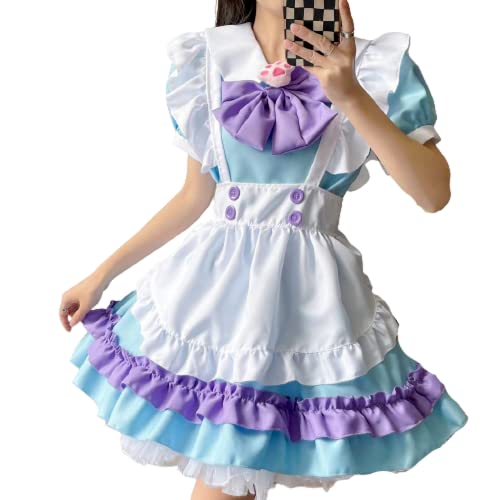 Kawaii Anime Cosplay Dienstmädchen Kostüme Kleid Halloween Kostüme für Frauen Niedliche Katze Mädchen Party Prinzessin Outfits Gothic Kleid, Blau, S von HFFYYQ