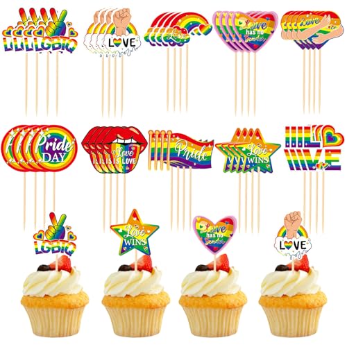 40 Stück Regenbogen-Zahnstocher, Flagge, Pride-Cupcake-Topper, Zahnstocher, Cocktail-Sticks, Regenbogen-Flagge, Kuchen, Zahnstocher, Cocktailspieße, Geschirr, Partyzubehör für schwule 40 Stück Regenbogen-Zahnstocher, Flagge, Pride-Cupcake-Topper, Zahnstocher, Cocktail-Sticks, Regenbogen-Flagge, Kuchen, Zahnstocher, Cocktailspieße, Geschirr, Partyzubehör für schwule von HFMYGS