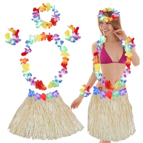 5-teiliges Hawaii-Hula-Rock-Kostüm-Set, 30 cm, Hawaii-Grasrock, Hawaii-Leis, Hawaii-Girlanden, Armband, Halskette für Kinder, Kostümzubehör, Sommer, Strand, tropische Party-Dekorationen 5-teiliges Hawaii-Hula-Rock-Kostüm-Set, 30 cm, Hawaii-Grasrock, Hawaii-Leis, Hawaii-Girlanden, Armband, Halskette für Kinder, Kostümzubehör, Sommer, Strand, tropische Party-Dekorationen von HFMYGS