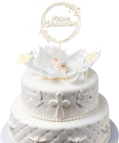 Cake Topper Kommunion, Cake Topper Holz Meine Kommunion,Holz Tortendeko Kommunion, Taufe Taube Konfirmation Torten Topper, Erstkommunion Kuchen Deko Tortendeko Party für Junge Mädchen Cake Topper Kommunion, Cake Topper Holz Meine Kommunion,Holz Tortendeko Kommunion, Taufe Taube Konfirmation Torten Topper, Erstkommunion Kuchen Deko Tortendeko Party für Junge Mädchen von HFMYGS