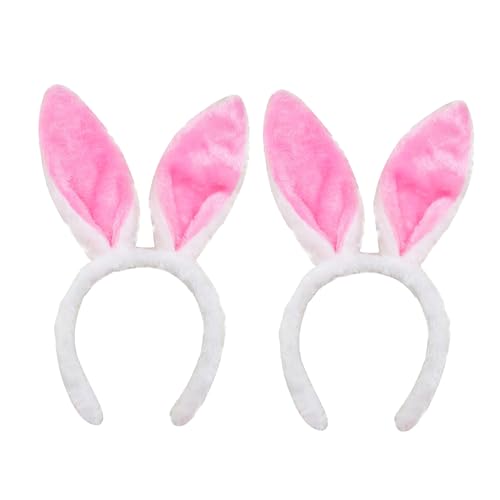 2 Stück Hasenohren Haarreif, Hasenohren Kostüm, Hasenkostüm Damen, Hasenohren Baby, Hasen Ohren, Plüsch-Hasenohren, Plüsch Stirnbänder für Ostern für Ostern Party Hochzeit Geburtstag Kostüm (Rosa) von HFMYGS