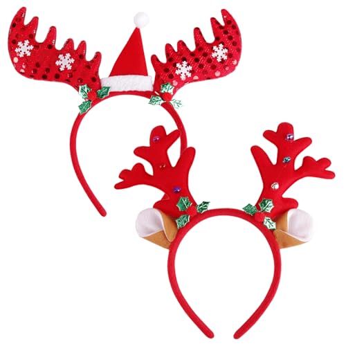 HFMYGS 2 Stück Weihnachten Rentier Geweih Haarreif, Weihnachts Stirnbander Rot, Weihnachten Haarreif, Lustige Weihnachts Haarreif Für Erwachsene & Kinder, Perfekte Weihnachts Haarschmuck HFMYGS 2 Stück Weihnachten Rentier Geweih Haarreif, Weihnachts Stirnbander Rot, Weihnachten Haarreif, Lustige Weihnachts Haarreif Für Erwachsene & Kinder, Perfekte Weihnachts Haarschmuck von HFMYGS